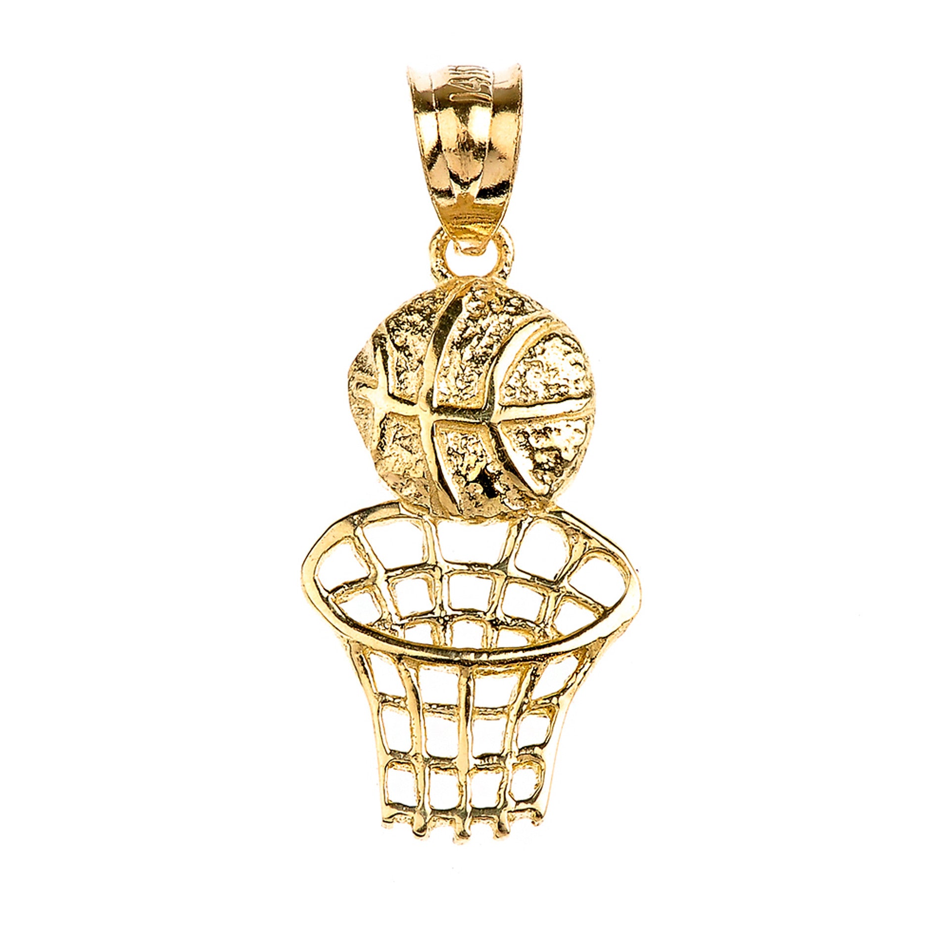 Gold Basketball Hoop Sports Pendant(Available in Yellow/Rose/White Gold)