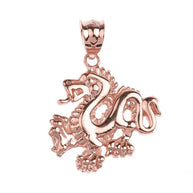 Gold Dragon Charm Pendant Necklace(Availbale In Yellow/Rose/White Gold)