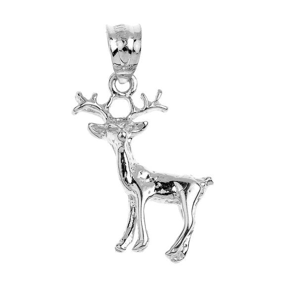 925 Sterling Silver Deer Charm Pendant Necklace