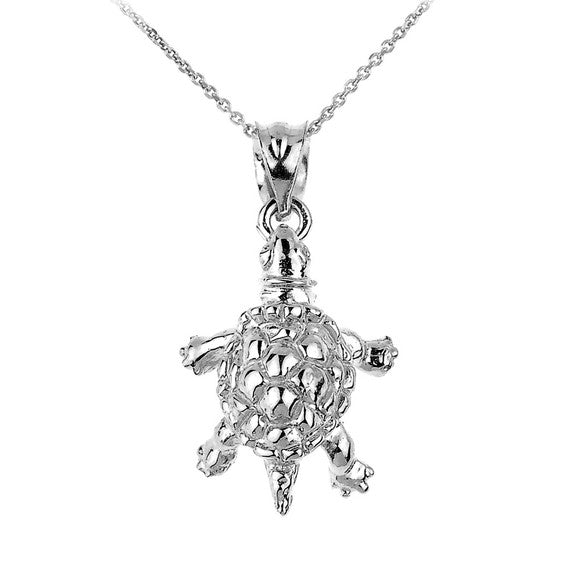 Solid Gold Turtle Charm Pendant Necklace(Available in Yellow/Rose/White Gold)