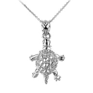 Solid Gold Turtle Charm Pendant Necklace(Available in Yellow/Rose/White Gold)