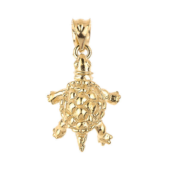 Solid Gold Turtle Charm Pendant Necklace(Available in Yellow/Rose/White Gold)