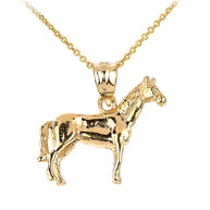 Solid Gold Horse Charm Pendant (Yellow, White and Rose)