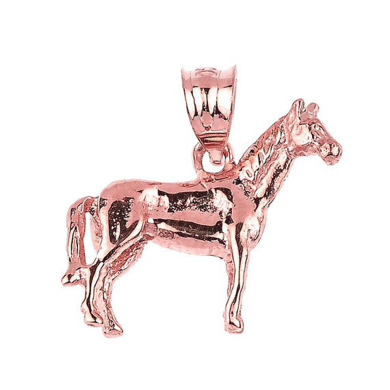 Solid Gold Horse Charm Pendant (Yellow, White and Rose)