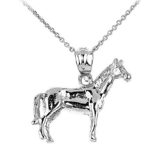 Solid Gold Horse Charm Pendant (Yellow, White and Rose)