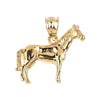 Solid Gold Horse Charm Pendant (Yellow, White and Rose)