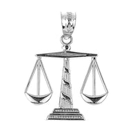 .925 Sterling Silver Scales of Justice Pendant Necklace