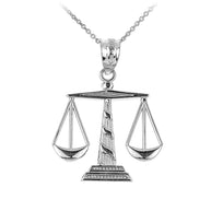 .925 Sterling Silver Scales of Justice Pendant Necklace