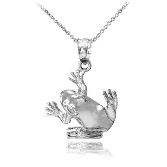 Sterling Silver Frog Pendant Necklace