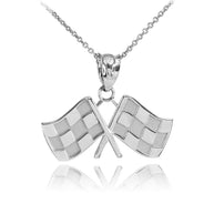 Sterling Silver Racing Flags Pendant Necklace
