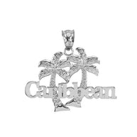 Sterling Silver Caribbean Palm Tree Pendant Necklace