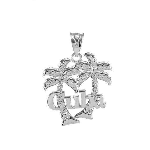 Sterling Silver Cuba Palm Tree Pendant Necklace