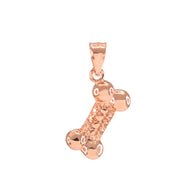 Solid Gold Dog Bone Pendant Necklace (Available in Yellow/Rose/White Gold)