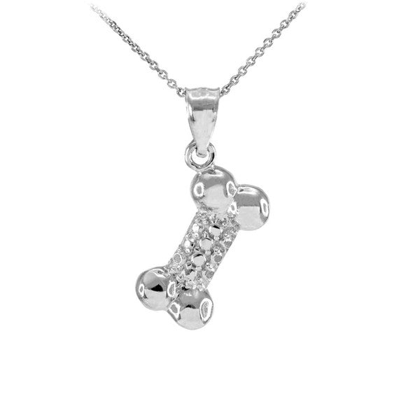 Solid Gold Dog Bone Pendant Necklace (Available in Yellow/Rose/White Gold)