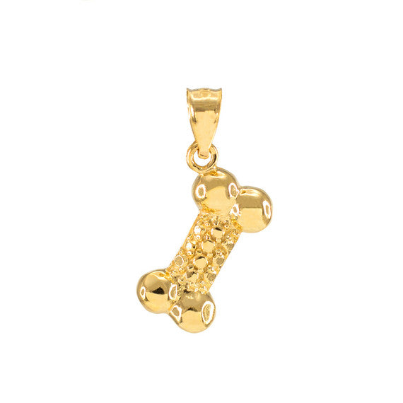 Solid Gold Dog Bone Pendant Necklace (Available in Yellow/Rose/White Gold)