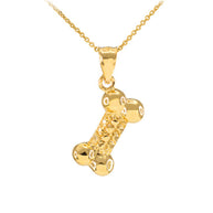 Solid Gold Dog Bone Pendant Necklace (Available in Yellow/Rose/White Gold)