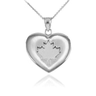 Solid Gold Maple Leaf Heart Pendant Necklace (Available in Yellow, Rose and White Gold)