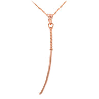 Gold Katana Samurai Japanese Long Sword Pendant Necklace (Available in Yellow/Rose/White Gold)