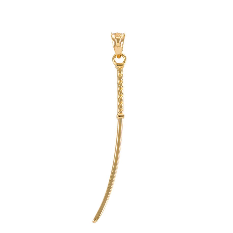 Gold Katana Samurai Japanese Long Sword Pendant Necklace (Available in Yellow/Rose/White Gold)