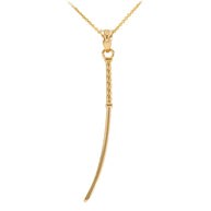 Gold Katana Samurai Japanese Long Sword Pendant Necklace (Available in Yellow/Rose/White Gold)