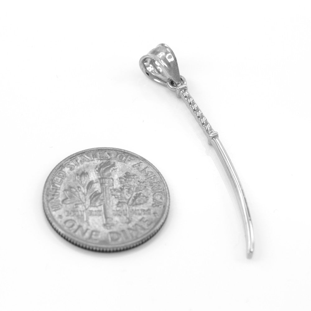 Sterling Silver Japanese Katana Short Sword Pendant Necklace