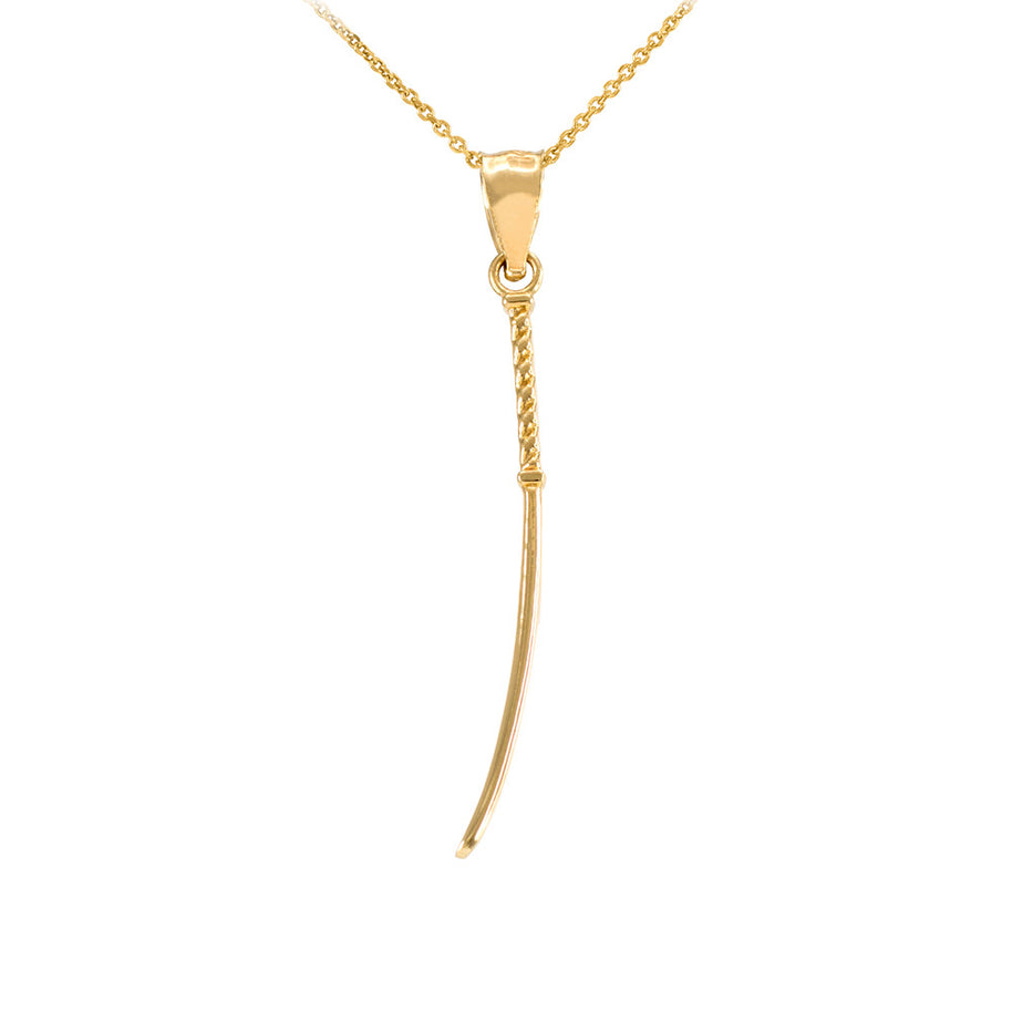 Gold Japanese Katana Short Sword Pendant Necklace(Available In Yellow/Rose/White Gold)