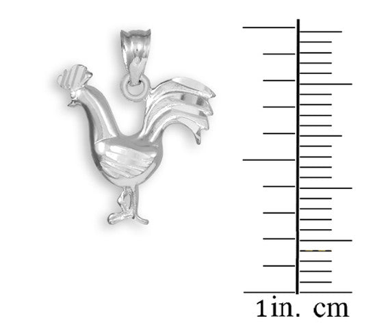 Sterling Silver Rooster Charm Pendant Necklace