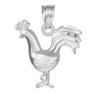 Sterling Silver Rooster Charm Pendant Necklace