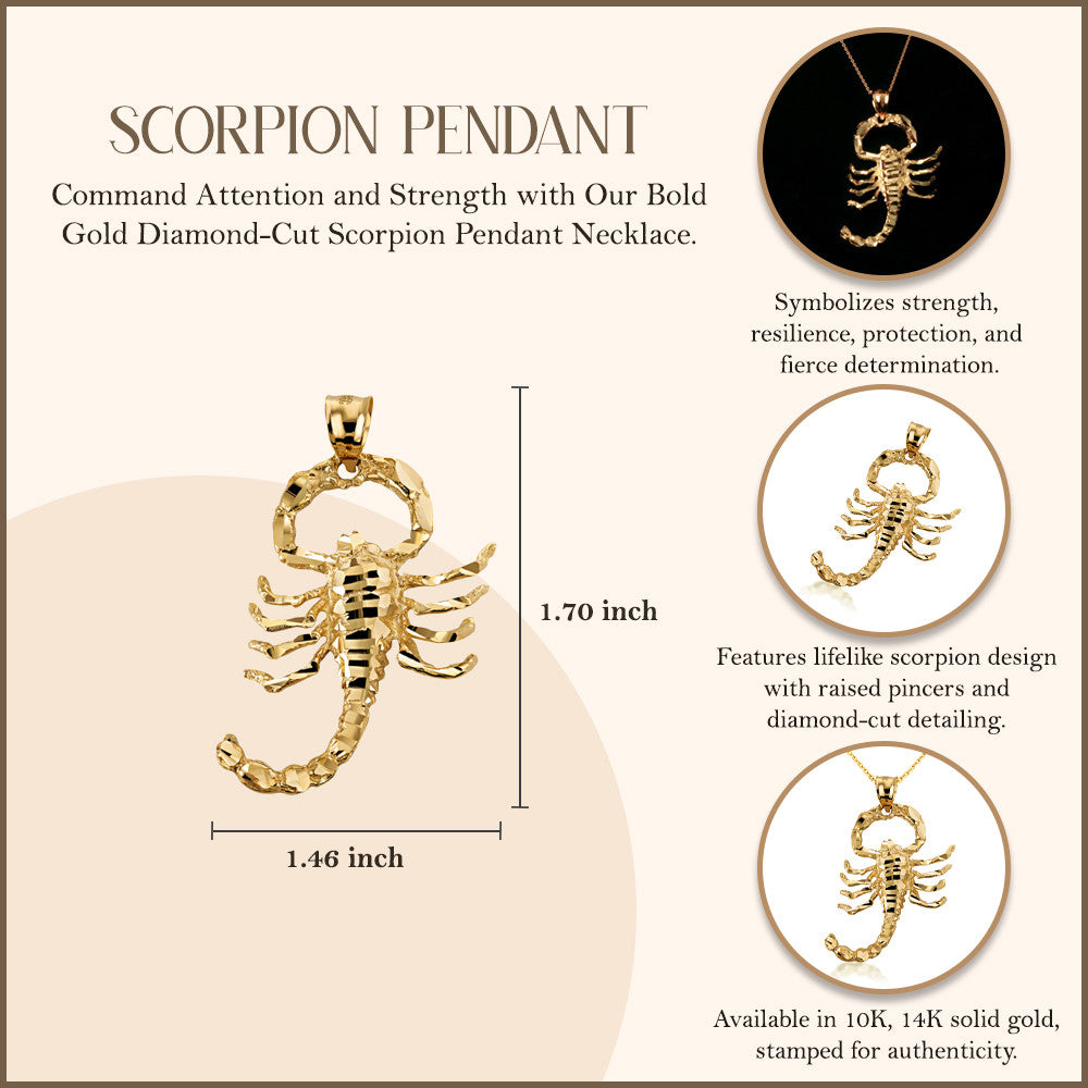 Solid Gold Scorpion Pendant (Available in Yellow/Rose/White Gold)