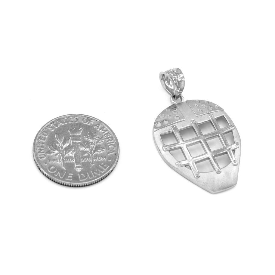 .925 Sterling Silver Hockey Goalie Mask Sports Pendant Necklace