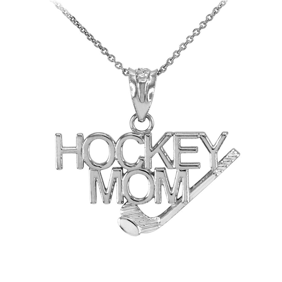 .925 Sterling Silver HOCKEY MOM Sports Pendant Necklace