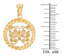 Gold Filigree Butterfly in Circle Rope Pendant Necklace(Available In Yellow/Rose/White Gold)