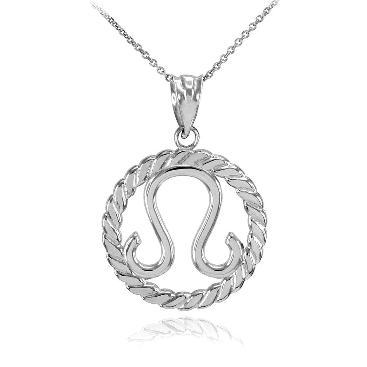 .925 Sterling Silver 12 Astrological Zodiac Sign in Circle Rope Pendant Necklace