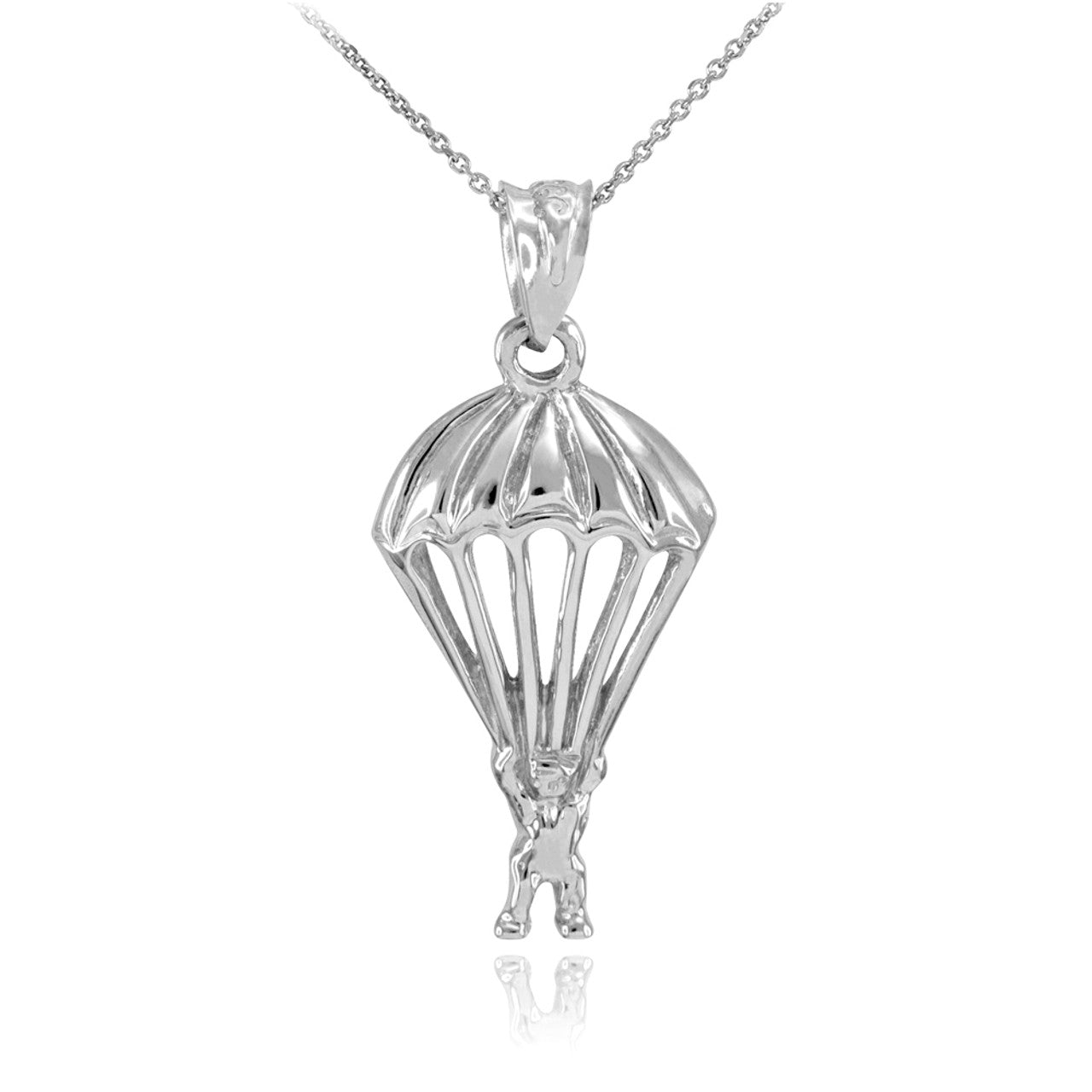 .925 Sterling Silver Parachute Skydiving Pendant Necklace