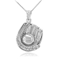 .925 Sterling Silver Baseball Catcher Pendant Necklace
