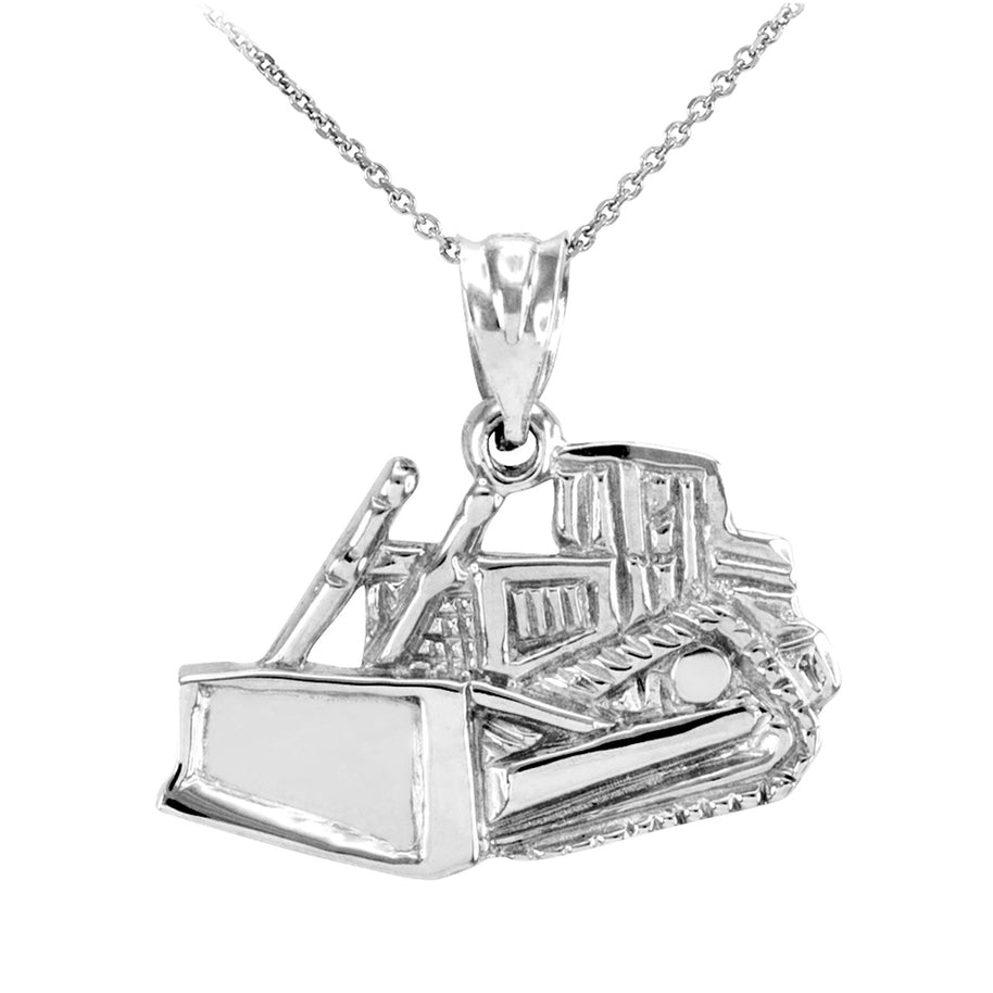 .925 Sterling Silver Bulldozer Pendant Necklace
