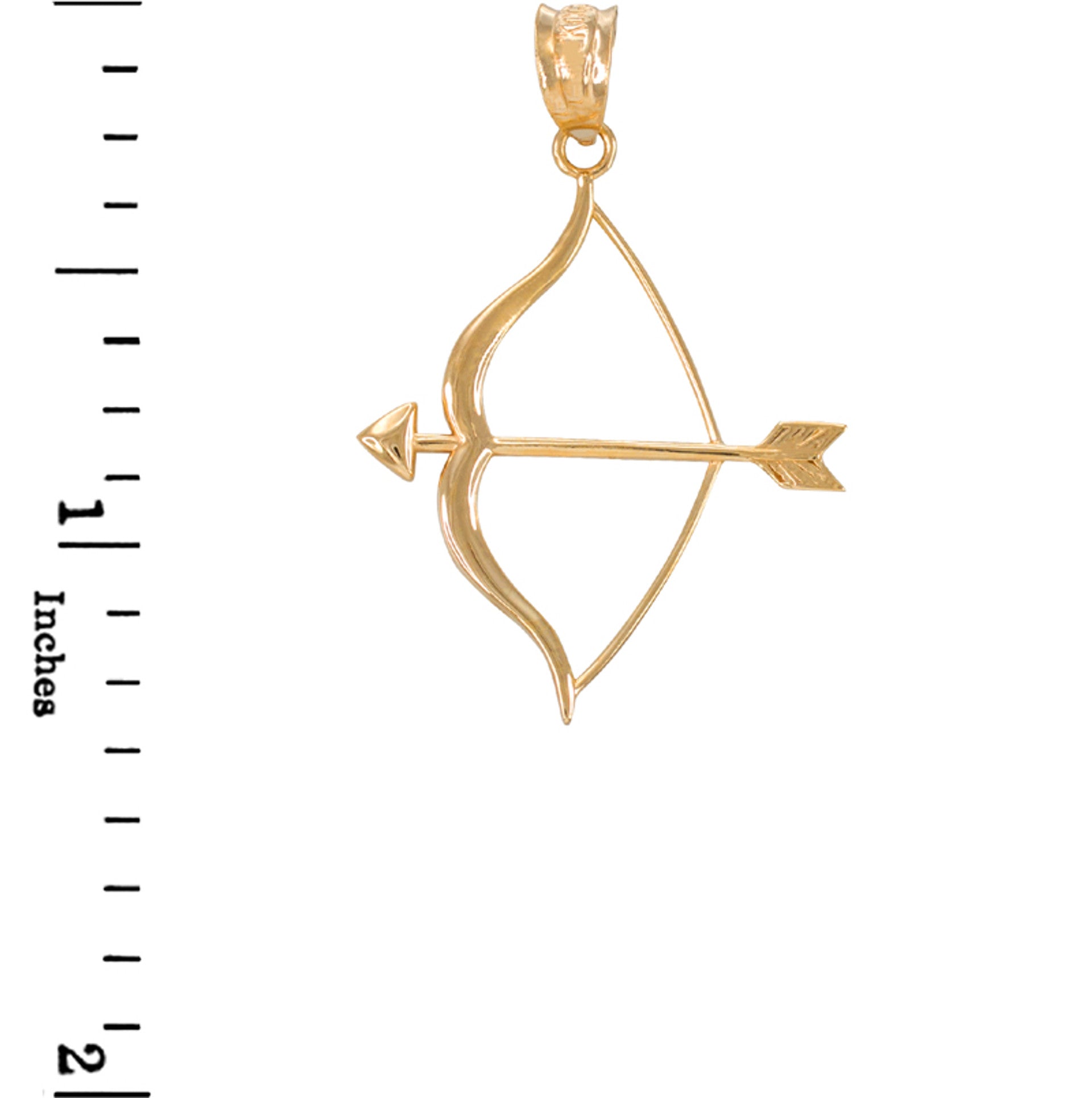 Polished Gold Bow and Arrow Pendant Necklace (Available in Yellow/Rose/White Gold)