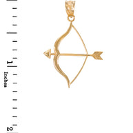 Polished Gold Bow and Arrow Pendant Necklace (Available in Yellow/Rose/White Gold)