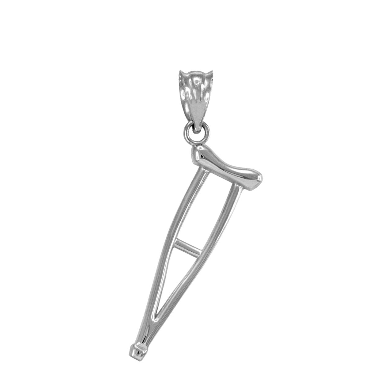 .925 Sterling Silver Medical Recovery Crutch Pendant Necklace