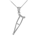.925 Sterling Silver Medical Recovery Crutch Pendant Necklace