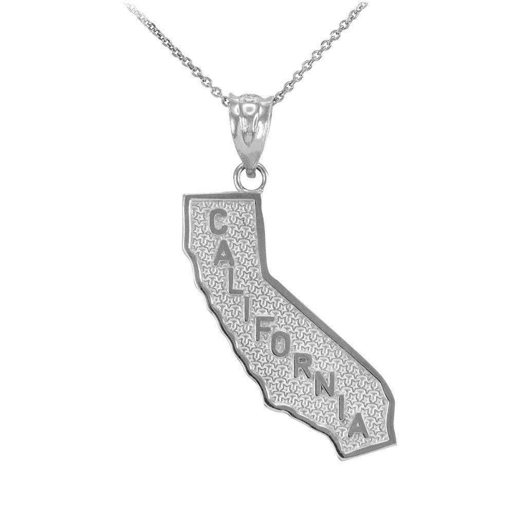 Sterling Silver 50 United States Map Pendant Necklace