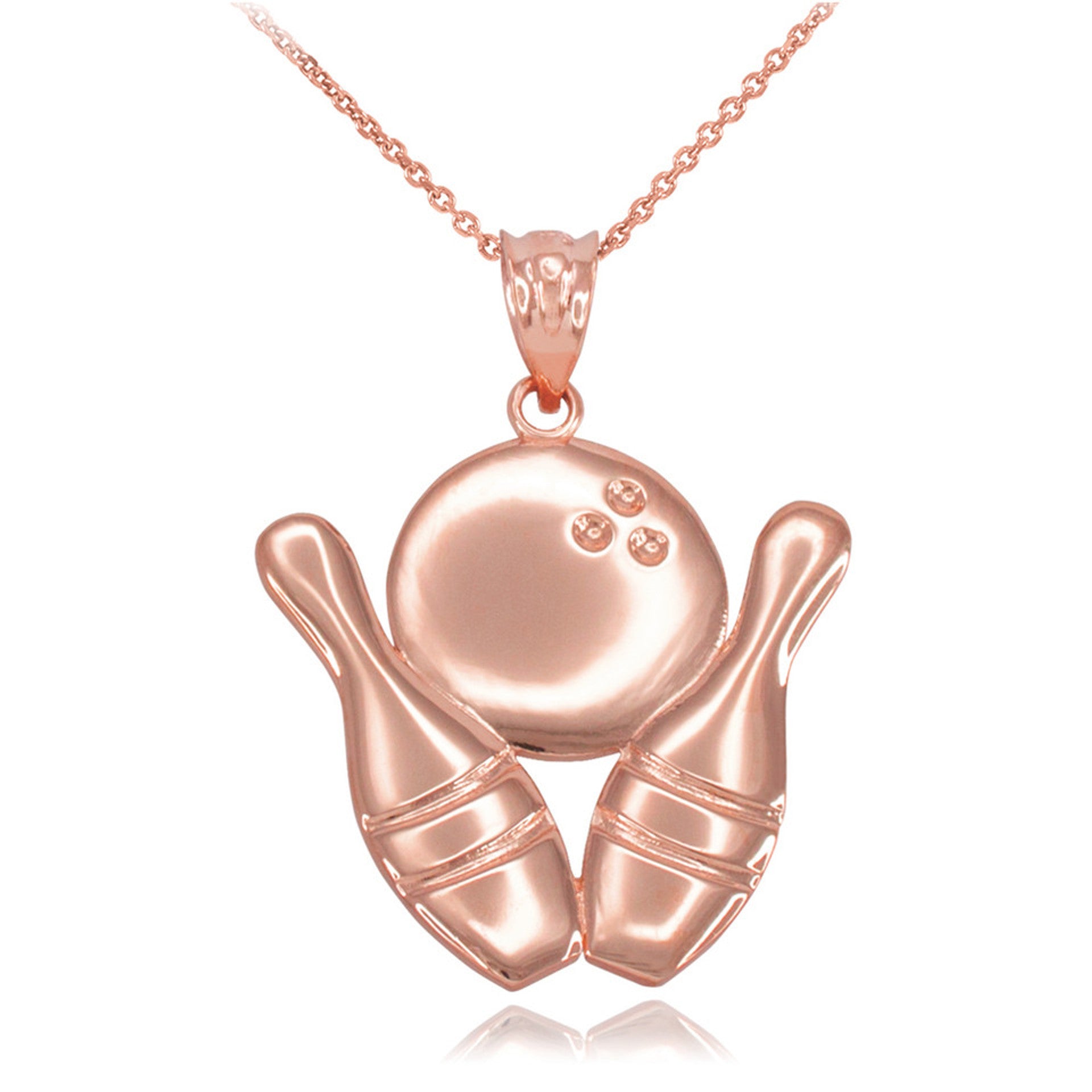 Solid Gold Striking Gold Bowling Pendant Necklace (Available in Yellow/Rose/White Gold)