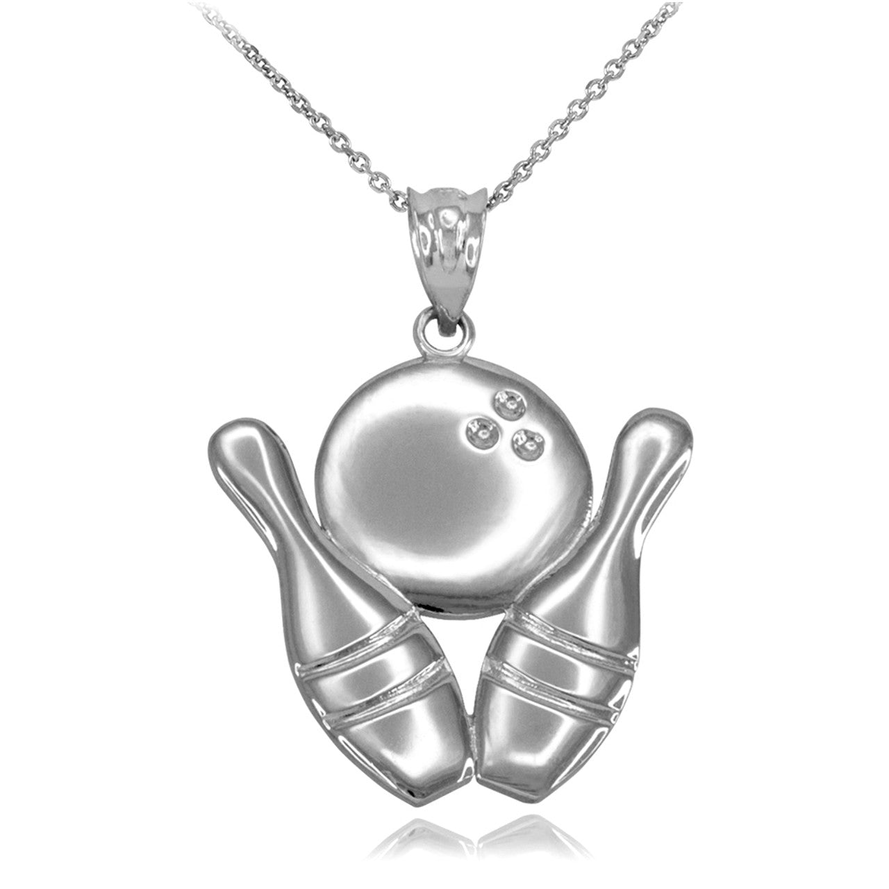 .925 Sterling Silver Striking Bowling Pendant Necklace