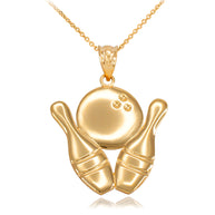 Solid Gold Striking Gold Bowling Pendant Necklace (Available in Yellow/Rose/White Gold)