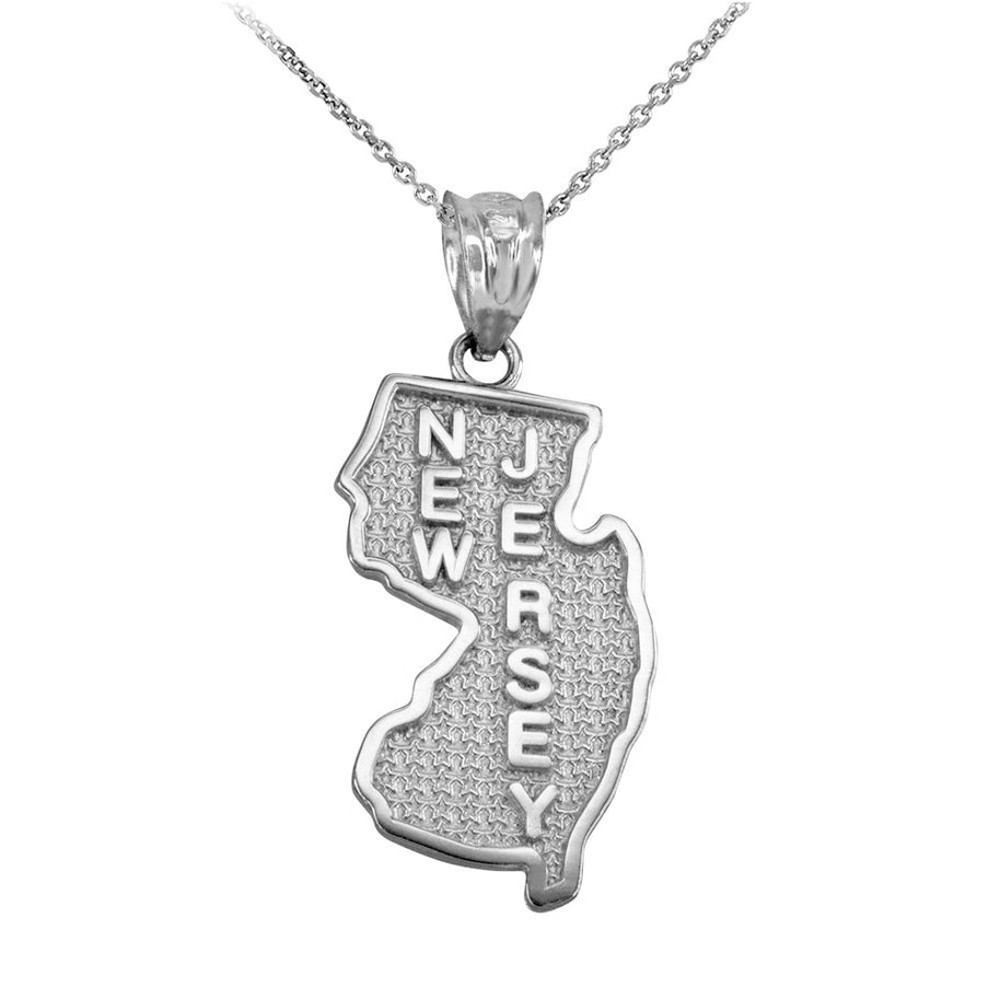 Sterling Silver 50 United States Map Pendant Necklace