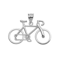 .925 Sterling Silver Bicycle Pendant Necklace