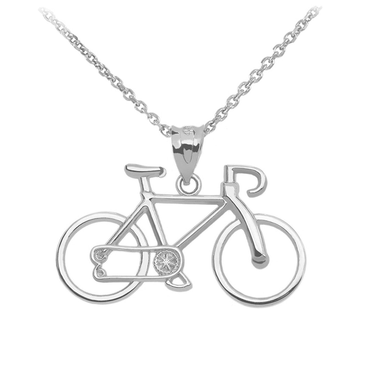 .925 Sterling Silver Bicycle Pendant Necklace
