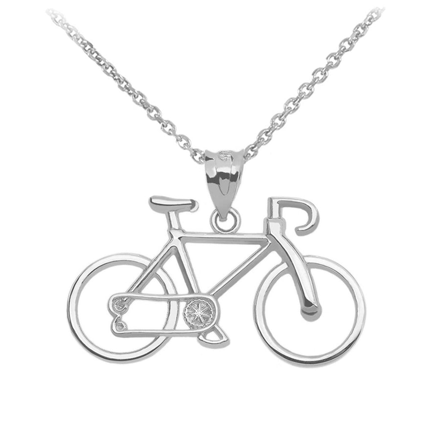 .925 Sterling Silver Bicycle Pendant Necklace