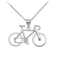 .925 Sterling Silver Bicycle Pendant Necklace