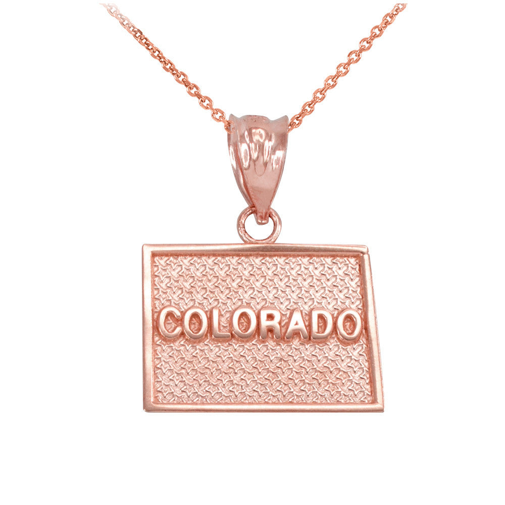 Colorado State Map Gold Pendant Necklace(Available in Yellow/Rose/White Gold)